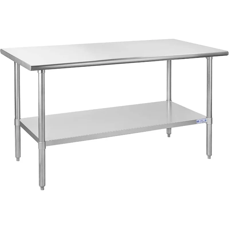 Stainless Steel Table for Prep & Work 30 x 60 Inches, NSF Commercial Heavy Duty Table with Undershelf and Galvanized Legs