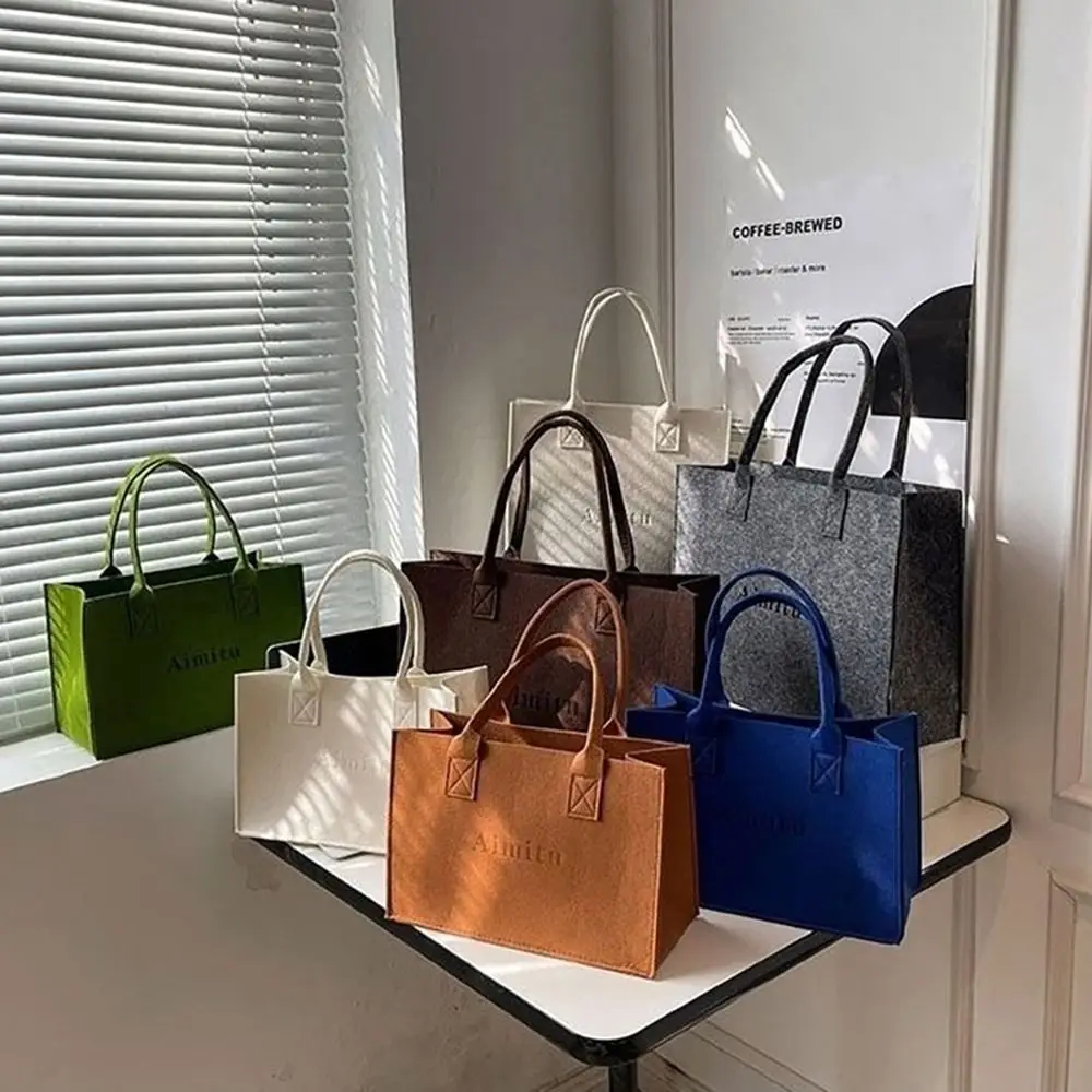 1Pcs Casual Large Capacity Felt Shoulder Bag Solid Color S/M/L Messenger Bag Travel Simple Crossbody Handbag Women