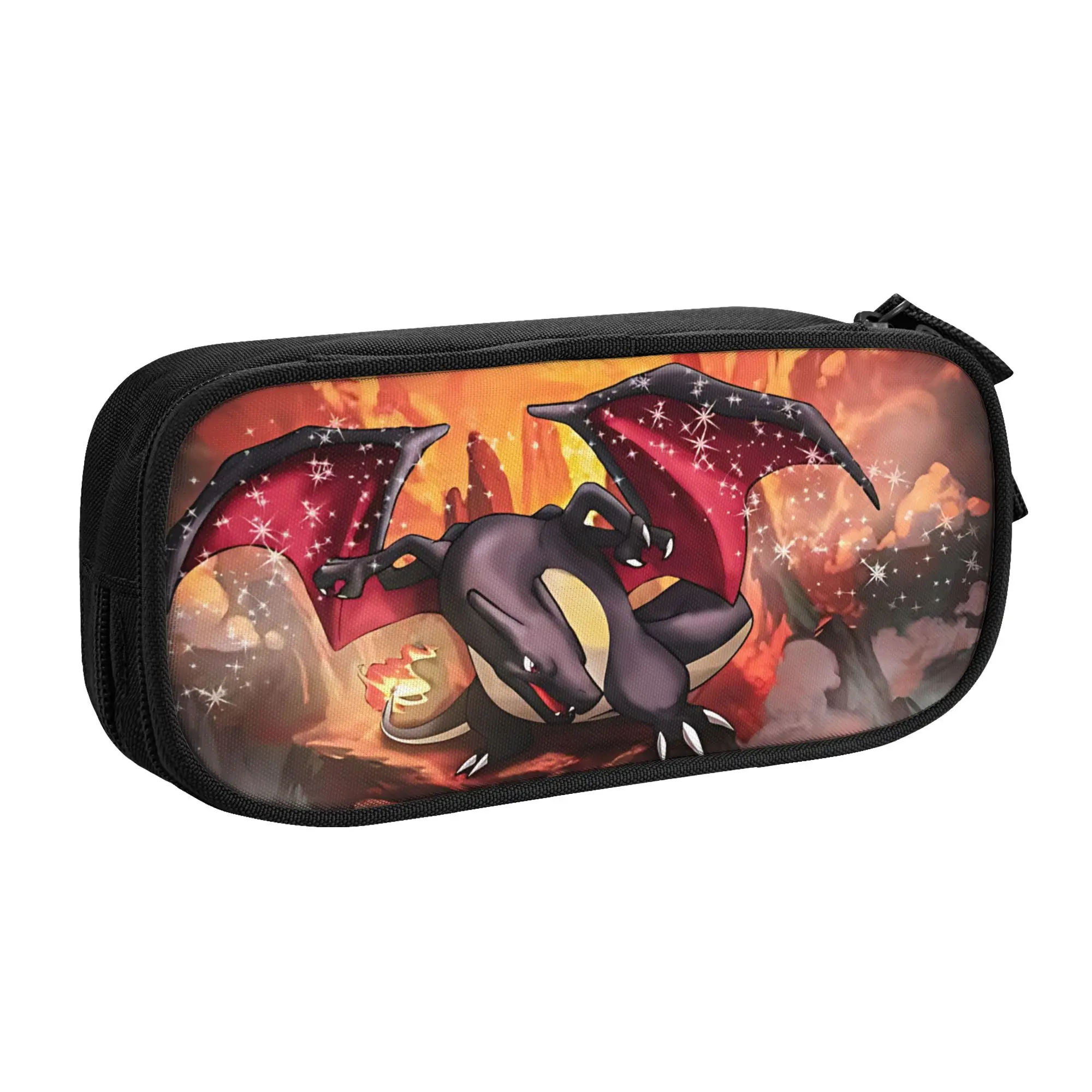 Large Capacity Bags For Child Cartoon Charizard Dark Cloud Scene Graphic Pokemon Theme School Pencil Bag For Boys Gilrs Kids