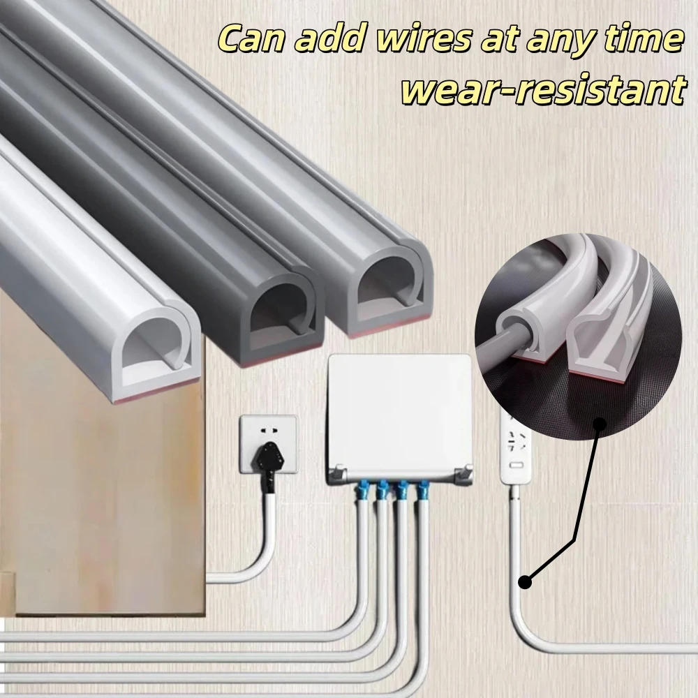 

1 рулон 118,11x0,39 дюйма Самоклеящийся настенный кабель-канал для скрытия проводов, гибкий органайзер для кабелей для дома и офиса