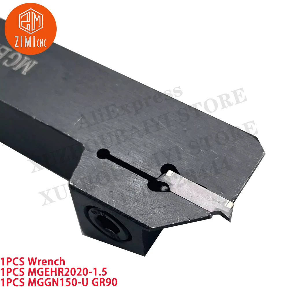 1PCS MGEHR2020-1.5 Suporte de ferramenta de torneamento e ranhura para torno +1pc MGGN150 1,5 mm inserto de ranhura Torno de metal CNC ferramenta de corte mecânica