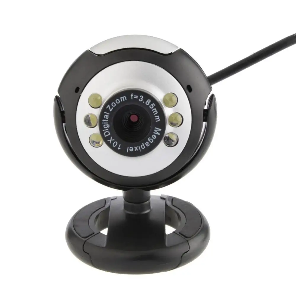 USB Webcam With Ring High Clarity 12.0MP 6 LED Night Light Web Camera Built-in Mic USB Live Broadcast for PC Laptop