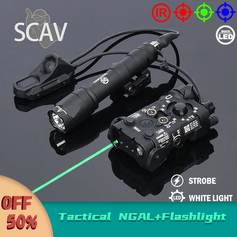 

Tactical Metal NGAL WADSN M300A M600C Flashlight With AXON Dual Swtich Fit 20mm Rail Airsoft Weapon Hunting LED Light Laser