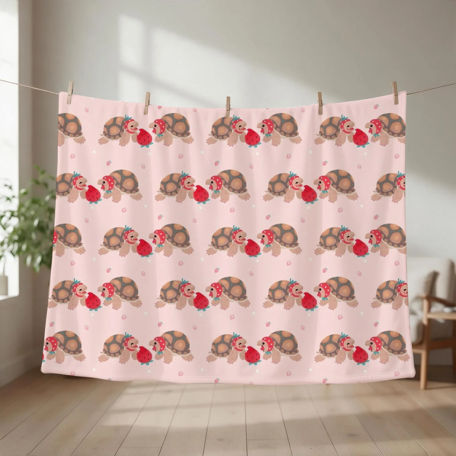 Tortoises love strawberries Throw Blanket sofa bed Travel Plush for sofa Blankets