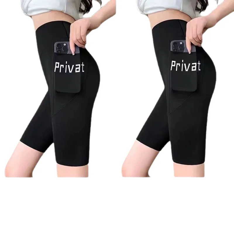 

High Waist Seamless Sports Running Cycling Shorts Fitness Short Leggings Summer New Side Pocket Shark Shorts Women Biker Shorts