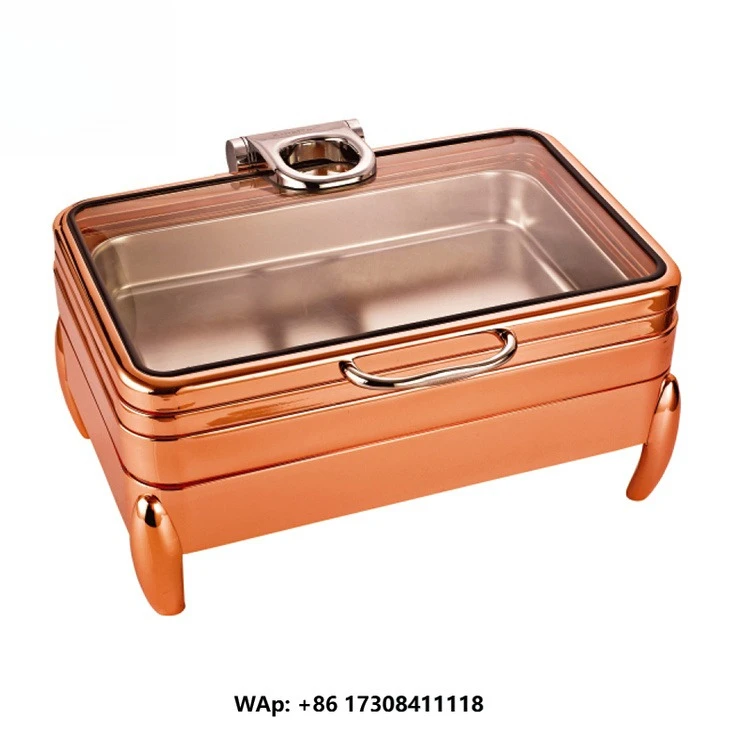 Hot Sale Commercial Colorful Stainless Steel Hotel Catering Stove Chaffers Buffet Glass Lid Food Warmer Chafing Dish