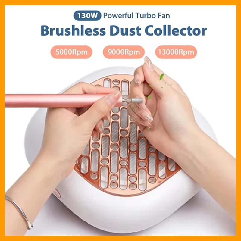 

130W Super Suction Brushless Nail Dust Collector Powerful Nail Dust Extractor Nail Art Manicure Fan Vacuum Cleaner With 2 Filter