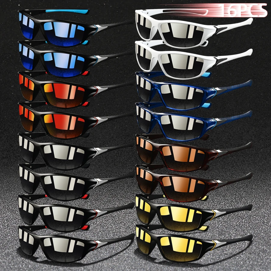 16 PCS Fashion Vintage  Metal Fishing Cycling Sports Sunglasses Men Women Running Mountaineering Sport Sun Glasses UV400 Eyewear