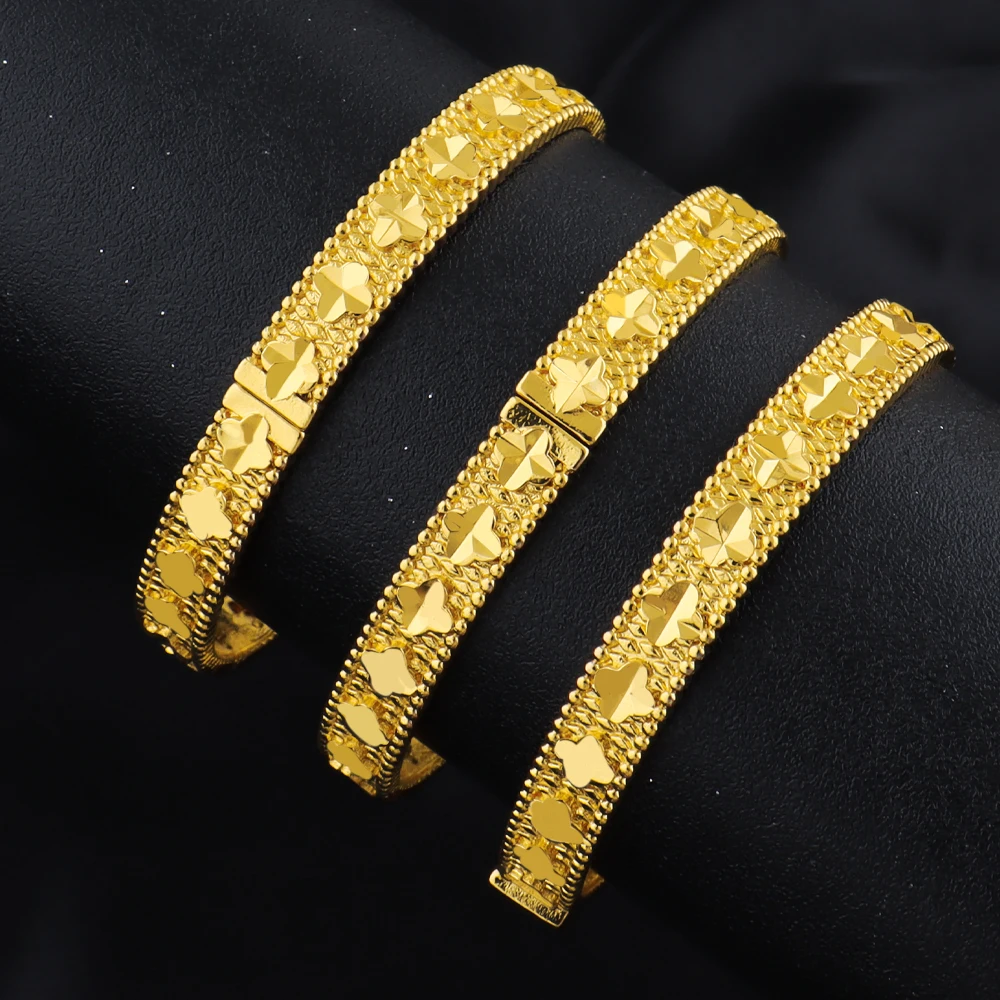 

Fashion 18K Gold Plated Flower Bangle for Women Middle East Wedding Accessory Bridal bangles for women free shipping