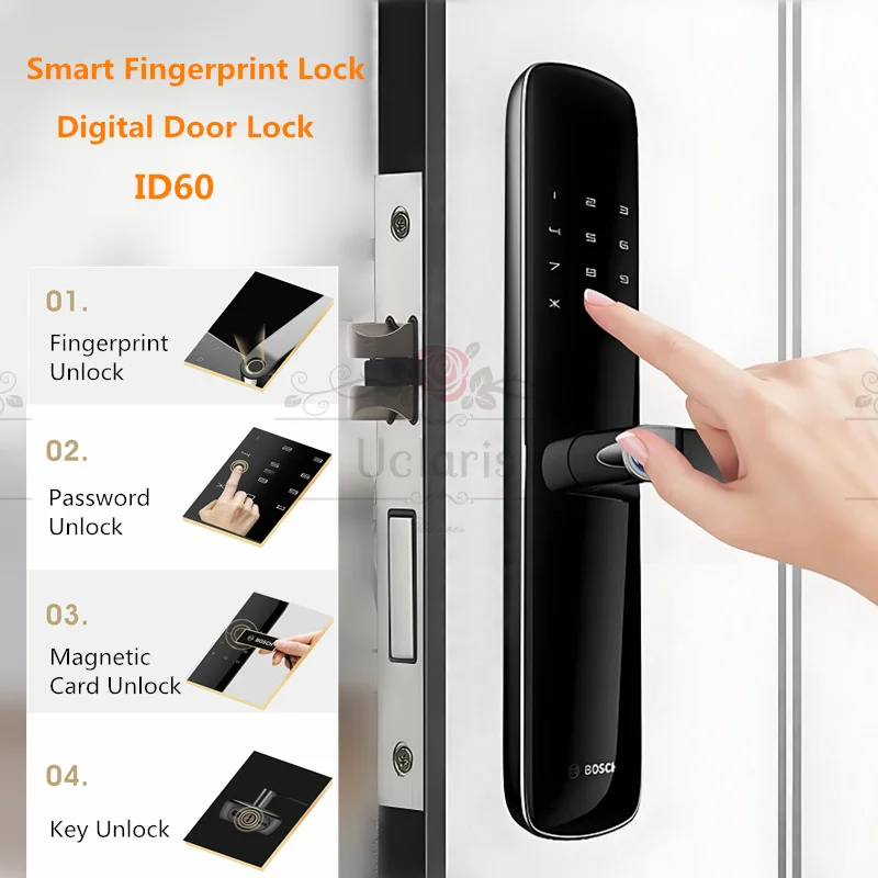

ID60 Smart Digital Door Lock Fingerprint Password Anti-theft Magnetic Card Key Unlock Doorlock WiFi Phone APP