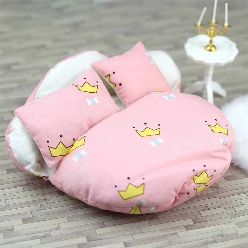 Ob11 Doll Cartoon Round 1/12BJD Bed Suit Kawaii Doll Bed Sleeping Bag Mattress For YMY ,Obitsu 11,P9, 1/12 Bjd Doll, Gsc, Molly