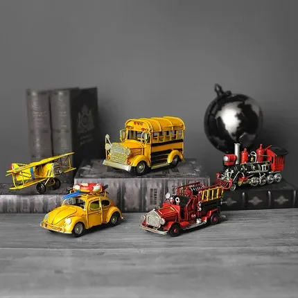 Retro Mini Model Tin Ornaments Vintage Car Small Handmade Nostalgic Style Multiple Styles BUS Motorbike Aircraft