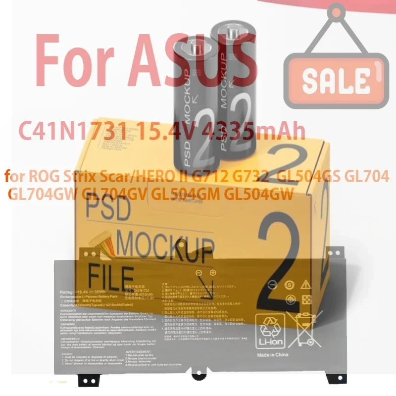 

15.4V 4335mAh C41N1731 Laptop Battery for ASUS ROG Strix Scar/HERO II G712 G732 GL504GS GL704 GL704GW GL704GV GL504GM GL504GW