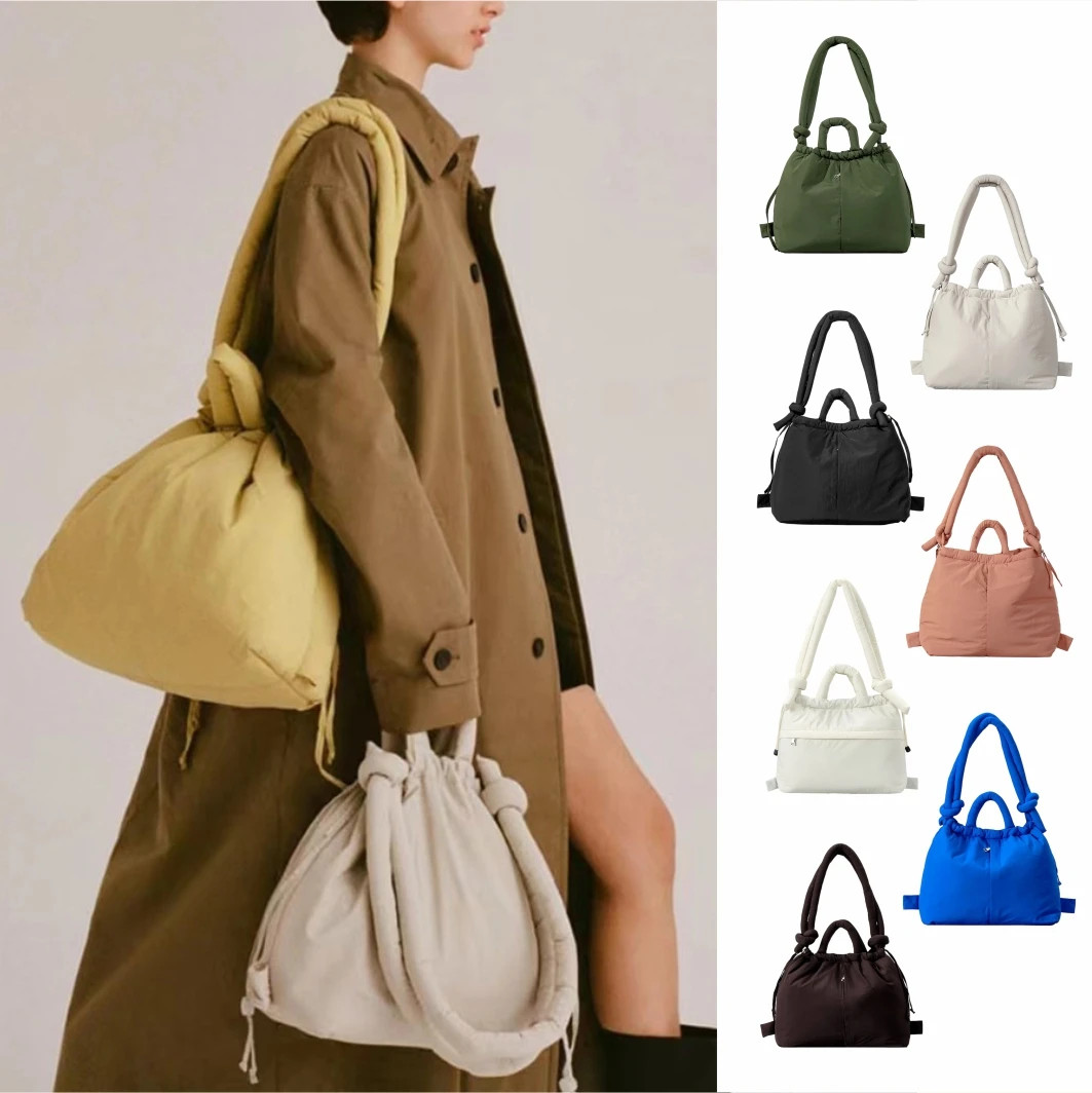 

Drawstring Backpack for Women New Nylon Large Capacity Lightweight Convertible Shoulder Bag Soft Padded Handheld Purse In Stock