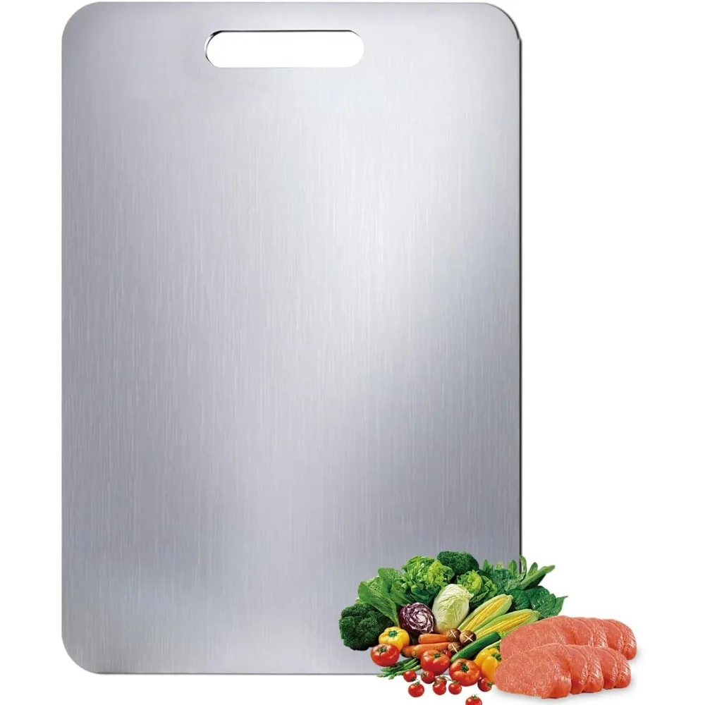 

Stainless Steel Cutting Board, 15.3 x 11 inch Double Sided Cutting Board for Kitchen, 304 Stainless Chopping Board for Meat, Fru