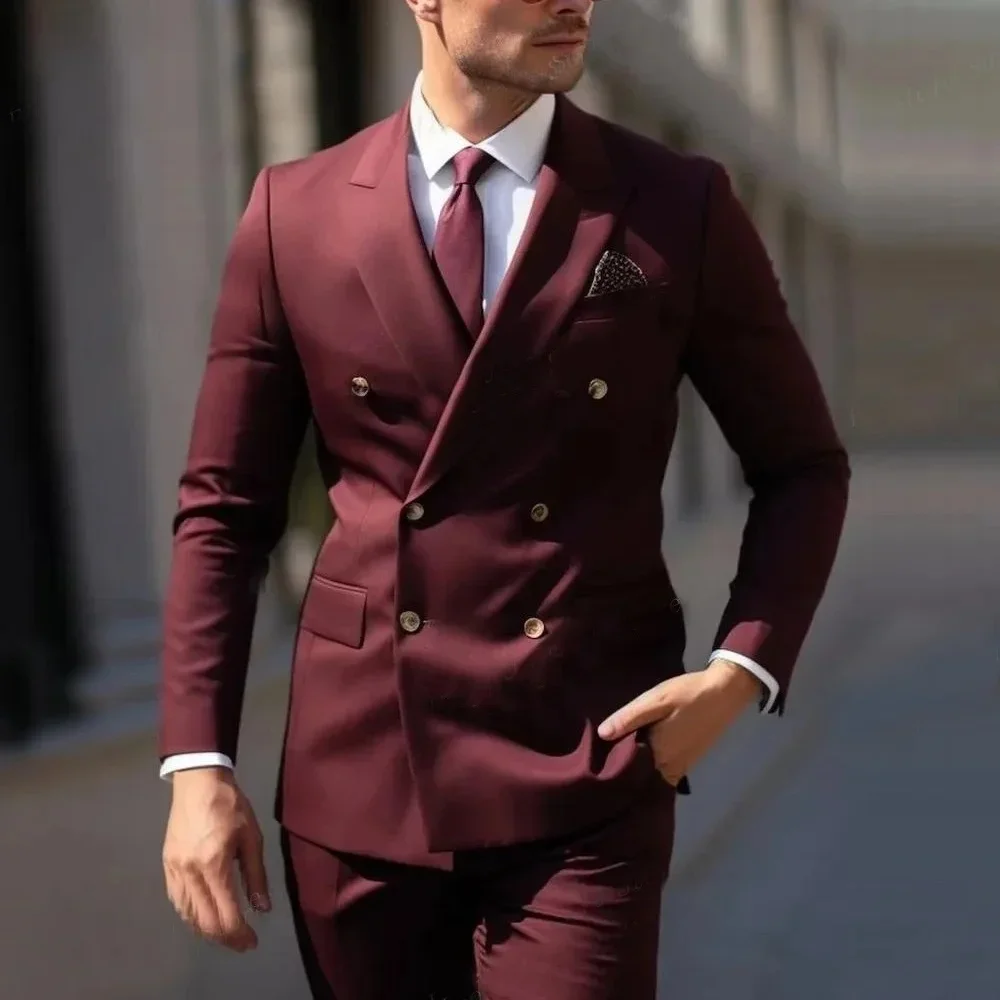 

Elegant Suits for Men 2 Pieces Blazer and Pants Set High Quality for Wedding Business Evening Party Tuxedo Suit for Men Clothing