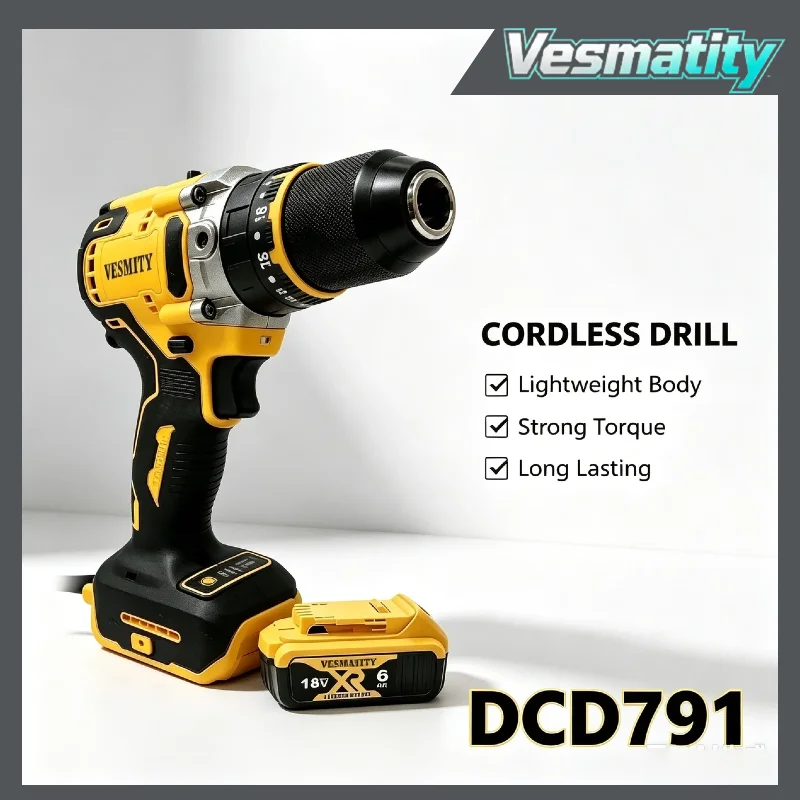 DCD791 13mm Brushless Impact Electric Drill Cordless Screwdriver Multifunctional Rechargeable 20V Power Tool for DeWALT Battery