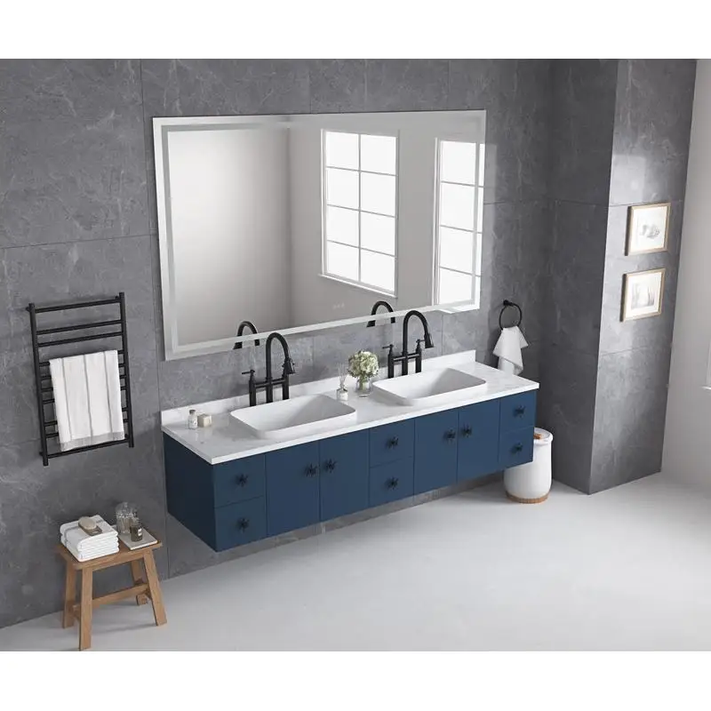 

84x48 Inch LED Bath Mirror, Wall-Mounted Vanity, Anti-Fog, Memory, 3 Color Options, Dimmable Lighting