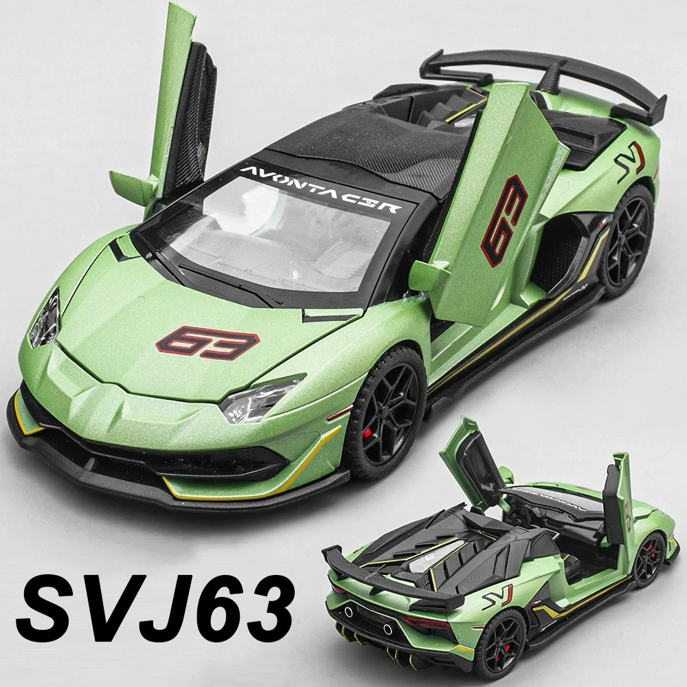 

1:32 Lambor SVJ63 Revuelto миниатюрный автомобиль литой под давлением сплав Molde игрушечные двери открытый звук свет откат автомобили декоративные коллекционные предметы