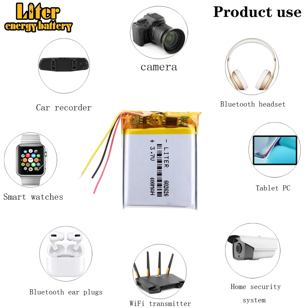 3 أسلاك 602626 3.7 فولت 400 مللي أمبير 602627 بوليمر ليثيوم أيون/بطارية ليثيوم أيون ل MP3 MP4 MP5 GPS ساعة ذكية بطارية