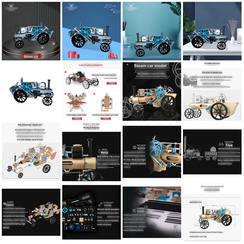 3D DIY Steam Traction Car Metal Assembly Model Kit Mechanical Educational Collectible DM234
