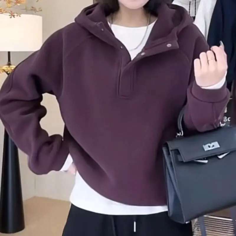 Hooded Cute Hoodies Himegyaru Woman Long Sleeve Estampada Divertida Stitched Youthful Popluar Semi-Zipper Autumn-Winter Y2K