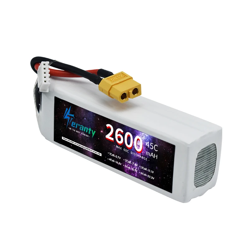 1/3PCS RC Battery 4S 45C 2600MAh 14.8V Lipo Battery With XT30/XT60/Deans T Plug For FPV Helicopter Drone Aircraft Racing