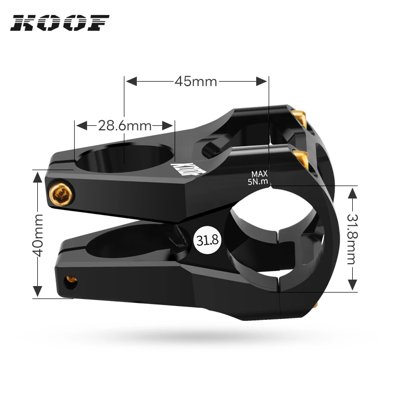 KOOF CNC Bicycle Stem High-strength 31.8mm Aluminum Alloy MTB Mountain Bike Stem Bicycle Parts 45mm Cycling Table Rod Riser