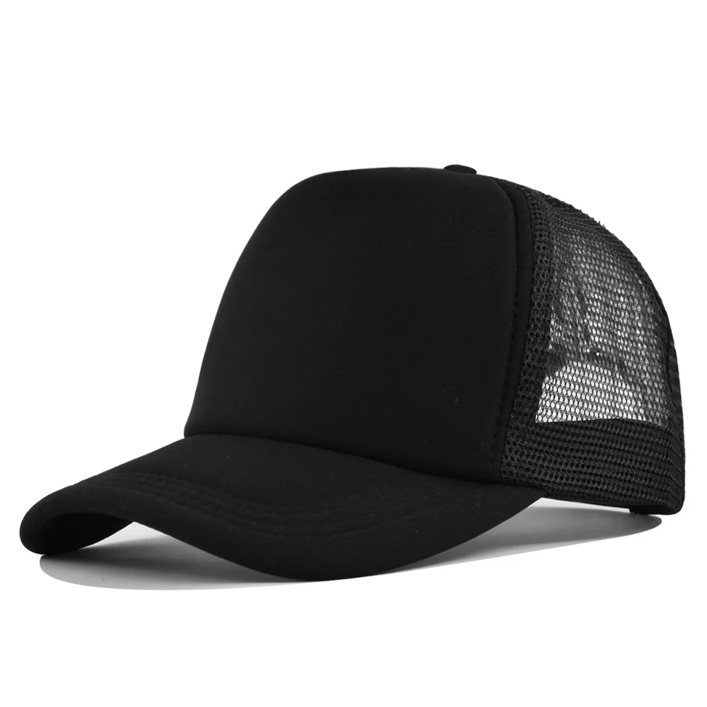 Fashion Unisex Plain Baseball Cap Adjustable Trucker Flat Visor Cap Snapback Mesh Curved Men Women Casual Sun Summer Hat