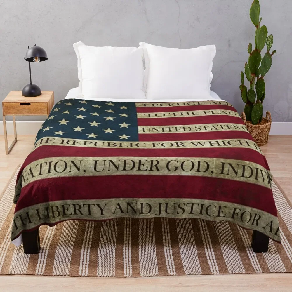 

AMERICAN FLAG PLEDGE OF ALLEGIANCE Throw Blanket Cozy Throw Blanket Birthday Gift for Him Her
