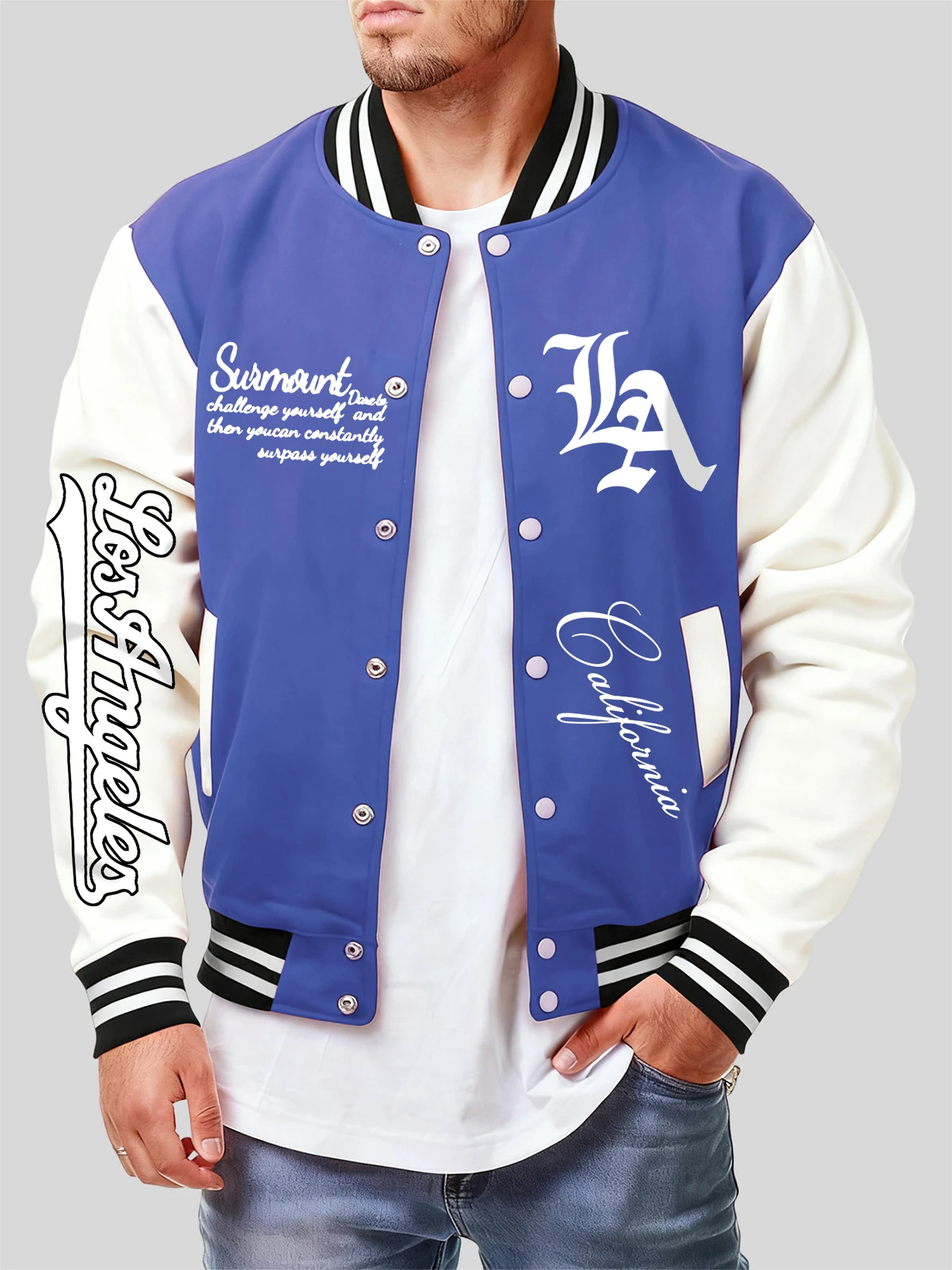 

California Art Letter Print Mens Streetwear Cartoon Loose Clothing Fashion Oversize Jackets Autumn Fleece Unisex Baseball Jersey