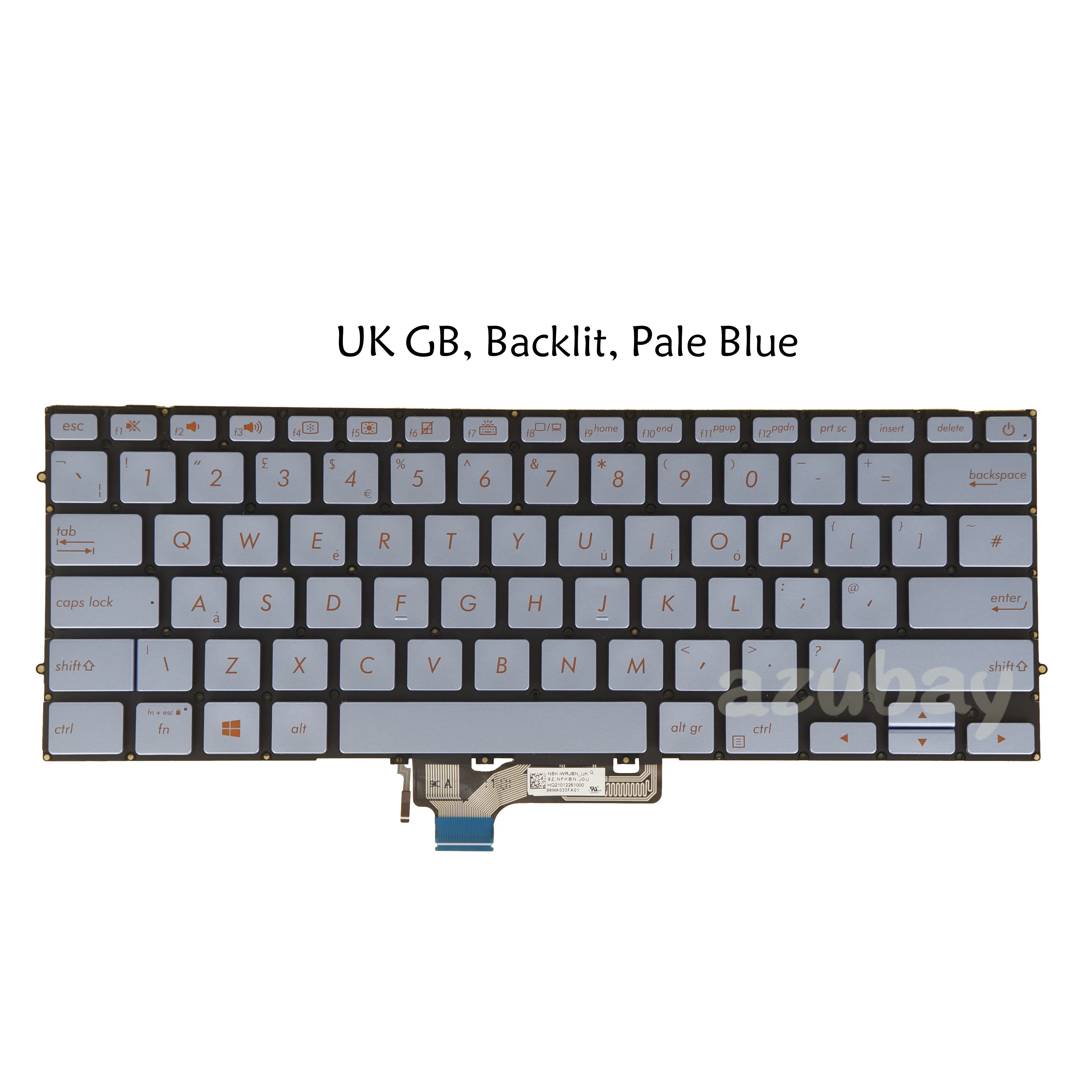 Teclado Retroiluminado para Laptop do Reino Unido Asus Zenbook Ux431fa Ux431fn Nsk-wrj_uk 9z.nfkbn.j0u 9z.nfkbn.40u Ultrabook Rosa Pálido