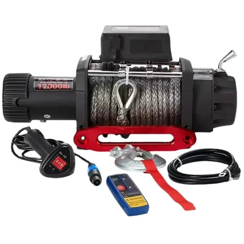 12V 17000LBS Offroad Vehicle Trailer Wire Rope Electric Winch with Remote Control