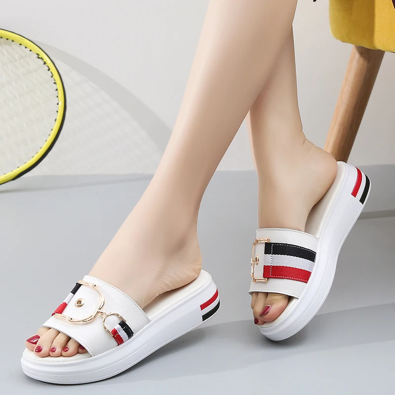 Summer 2023 Women Slippers Flat Shoes Woman Comfortable Female Sandals Ladies Luxury Home Platform Slides Flip Flops Summer 40