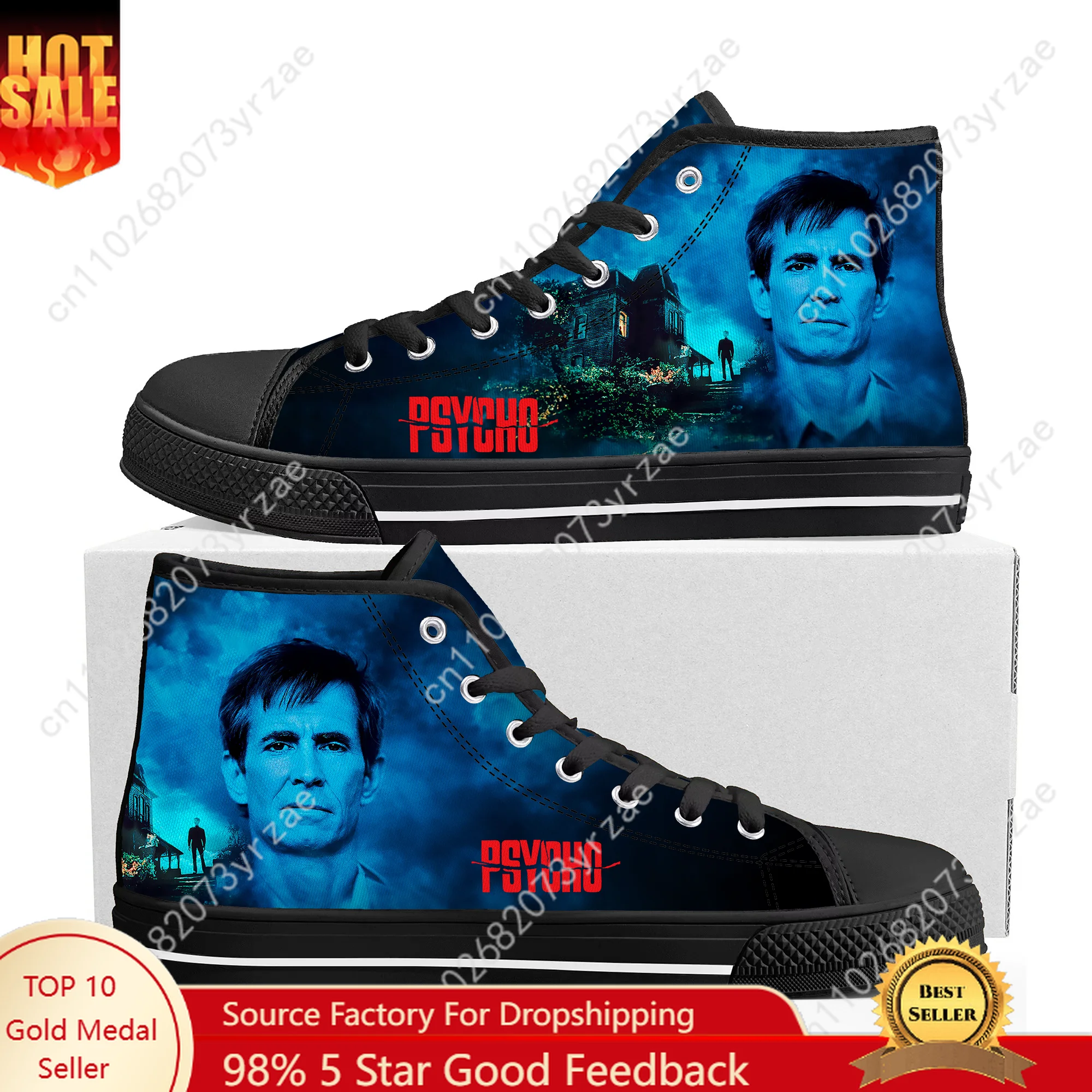 

Psycho High Top Sneakers Mens Womens Teenager High Quality Fashion Trend Canvas Sneaker Built Casual Couple Custom MadeShoe