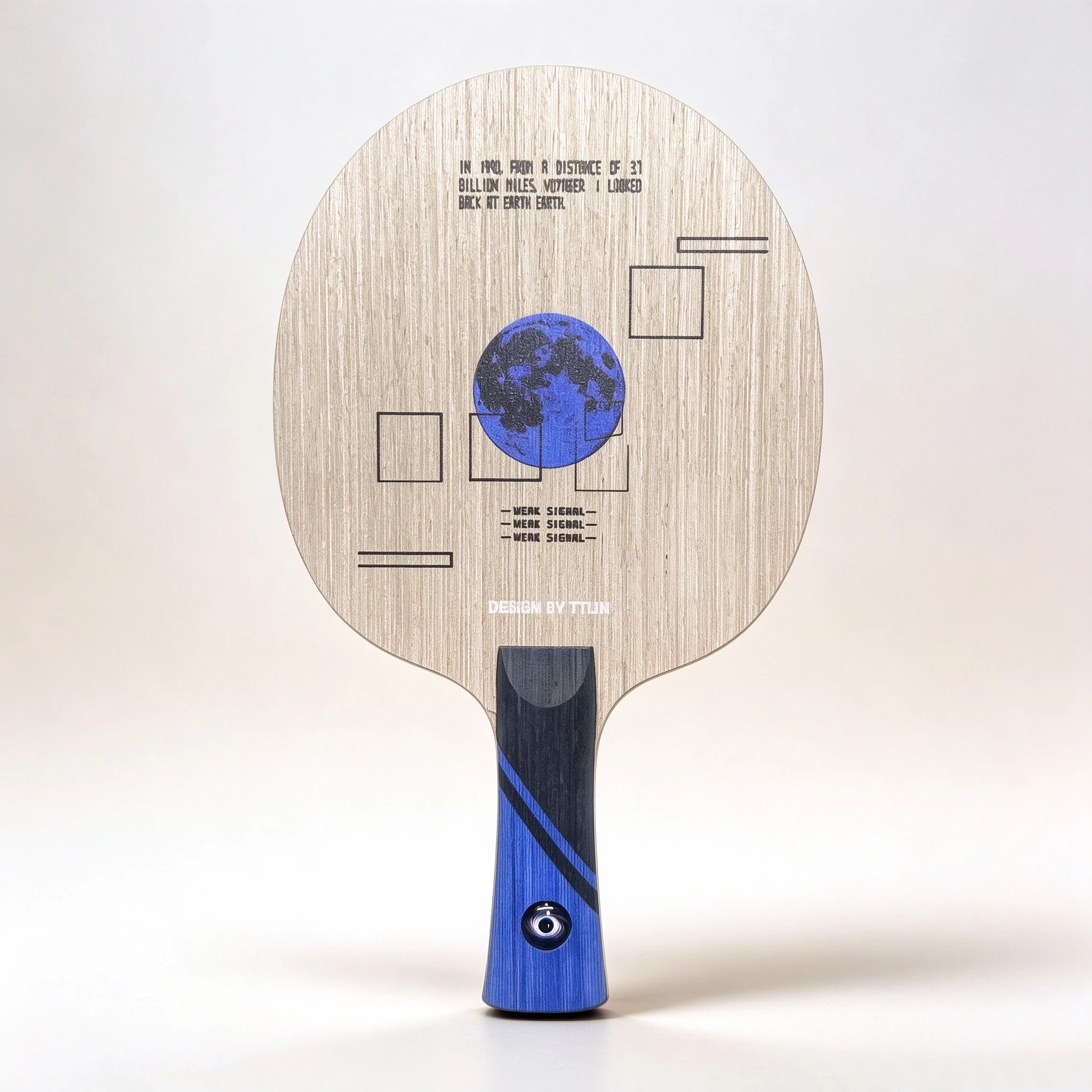 Lame de tennis de table à thème « Blue Dot » de la collection TTLIN Concept F, coffret cadeau de qualité supérieure, placage extérieur en bois de poirier argenté, 5+2 poids en carbone souple pour un meilleur équilibre.