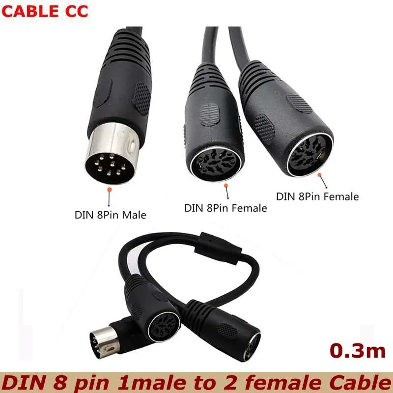 

0,3 м MIDI DIN 8-контактный разветвитель Y-кабель-адаптер DIN 8P 1 штекер на 2 гнезда Кабель для связи, мониторинга безопасности