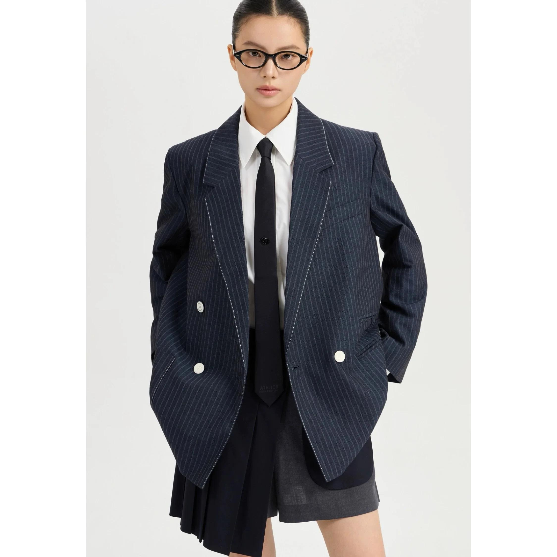 الليمون الجبن الخريف عالية الصوف مخطط دعوى سترة قطعتين مجموعة تخفيف التلبيب صف مزدوج زرر فضفاض صالح طويل Sve