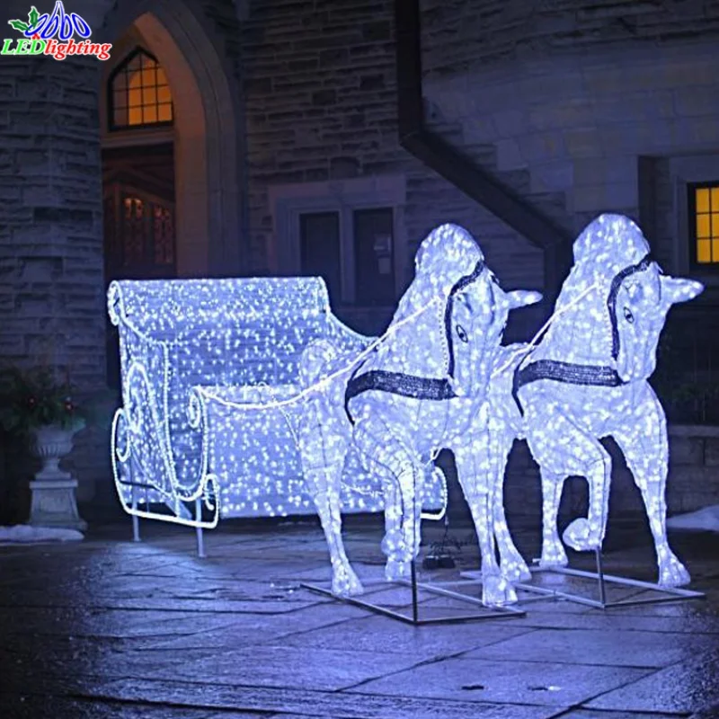 Custom. Outdoor Decorative Lighting LED Sculpture Horse Carriage with Pumpkin 3D Motif Light for Weddings