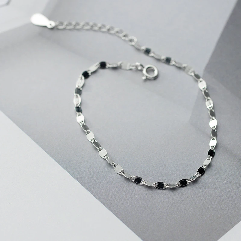 Modian Hight Quality 925 Sterling Silver Simple Sequins Bracelet & Bangle For Women Adjustable Bracelet Fine Jewelry Party Gift
