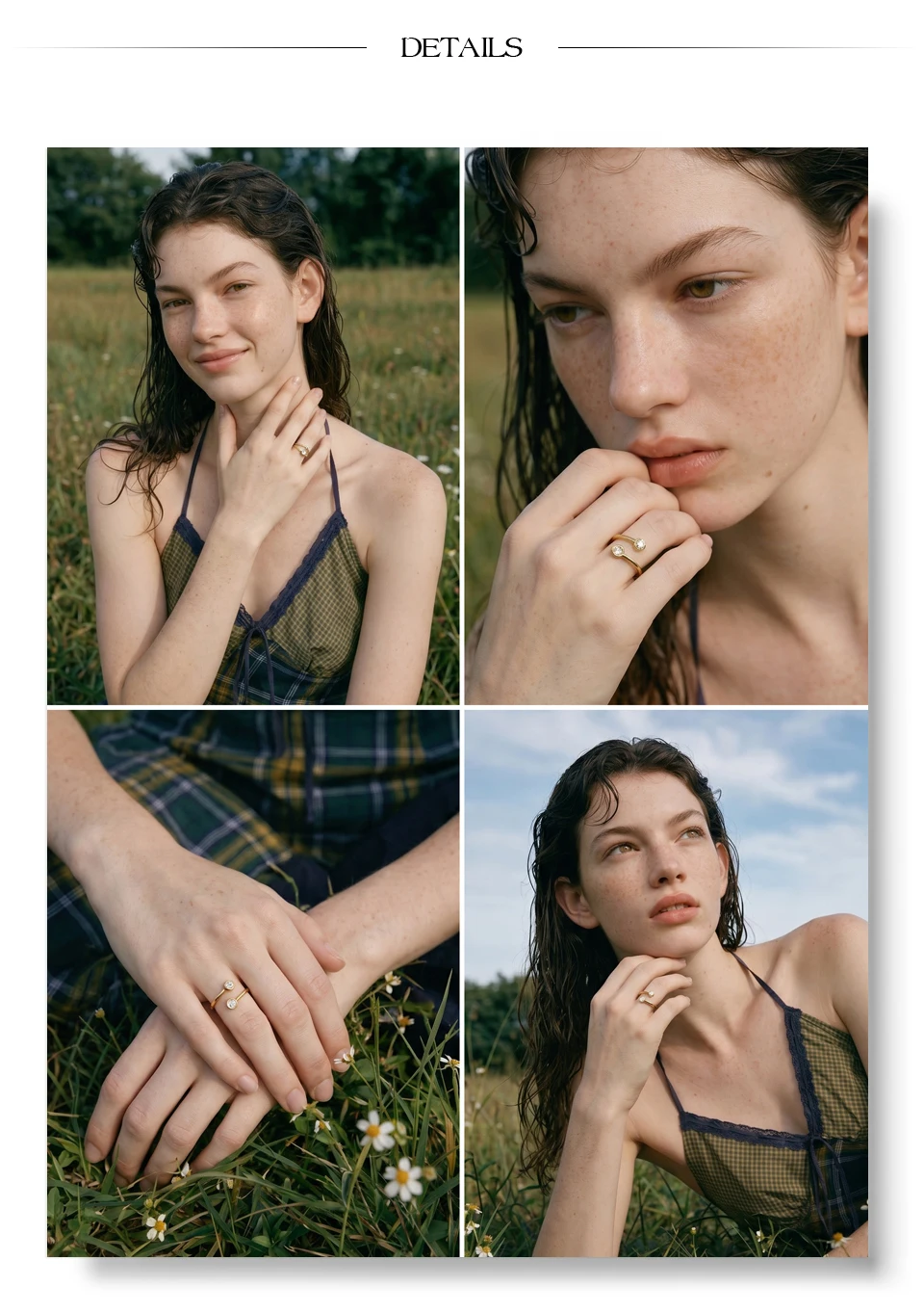 Yhpup dünner, verstellbarer Ring aus Edelstahl mit Zirkonia für Damen, zarter, ästhetischer Fingerschmuck für den täglichen Gebrauch – Detail 6