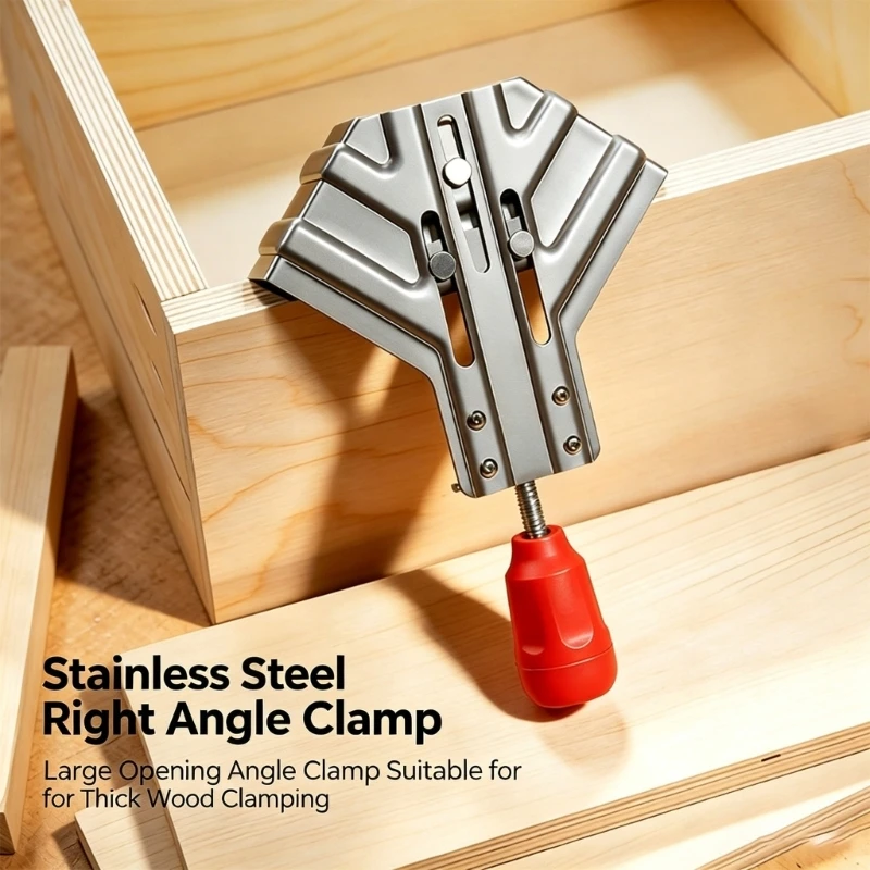 Corner Clamp Aluminum Alloys 90 Degrees Angles Clamp Single Handle Adjustable Swing Jaw Woodworking Picture Frames Clip for M4YD