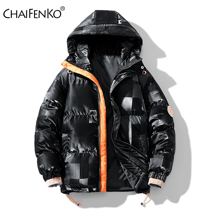 Outdoors Men Loose Solid Windproof Hooded Parka New Fashion Thicken Versatile Casual Coat Winter Keep Warm Comfortable Jacket
