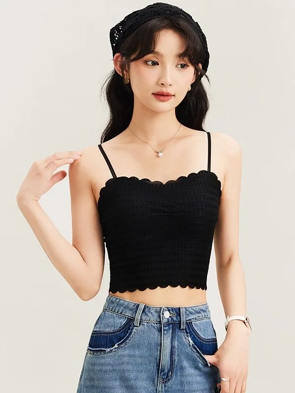 White Lace Strap Vest Women Summer Outerwear Sl Anti Exposure Beautiful Ba Underwear Tube Top irt Fem Faion