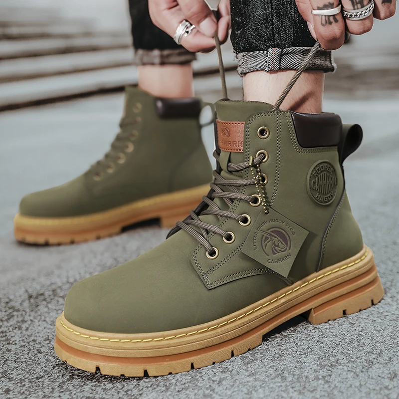 Big Size48 Men Boots Fashion Motorcycle Ankle Boots for Men Waterproof Hiking Boot Winter Chelsea Retro Boots Comfy Botas Hombre