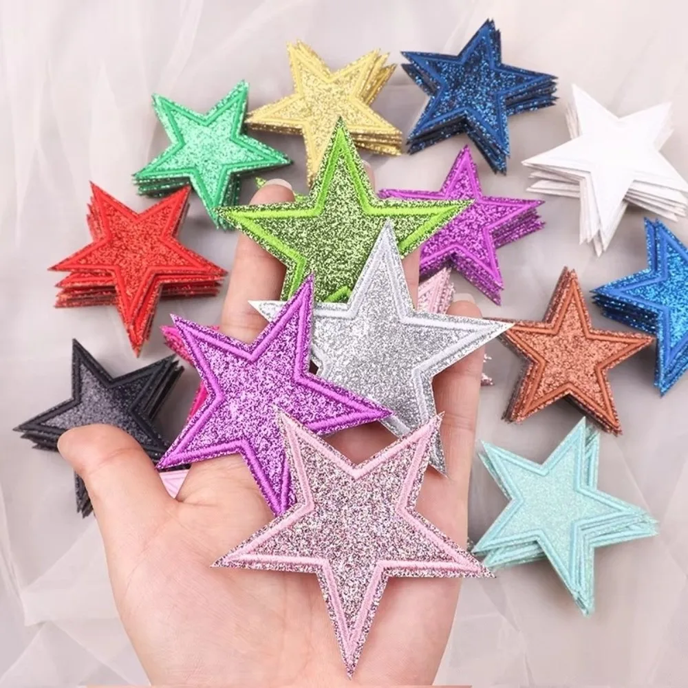 14/17 Pcs Colorful Embroidery Patch Sparkle Star Shape DIY Glitter Patch Iron On Application Heart Shape Applique Patch
