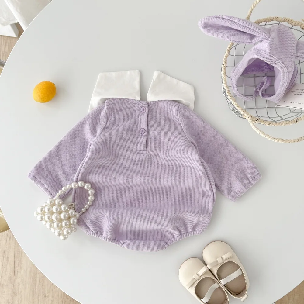 MILANCEL 2025 Spring New Baby Girls Clothes Tulip Embroidery  One Piece Peter Pan Collar Infant Girls Bodysuit&One Piece