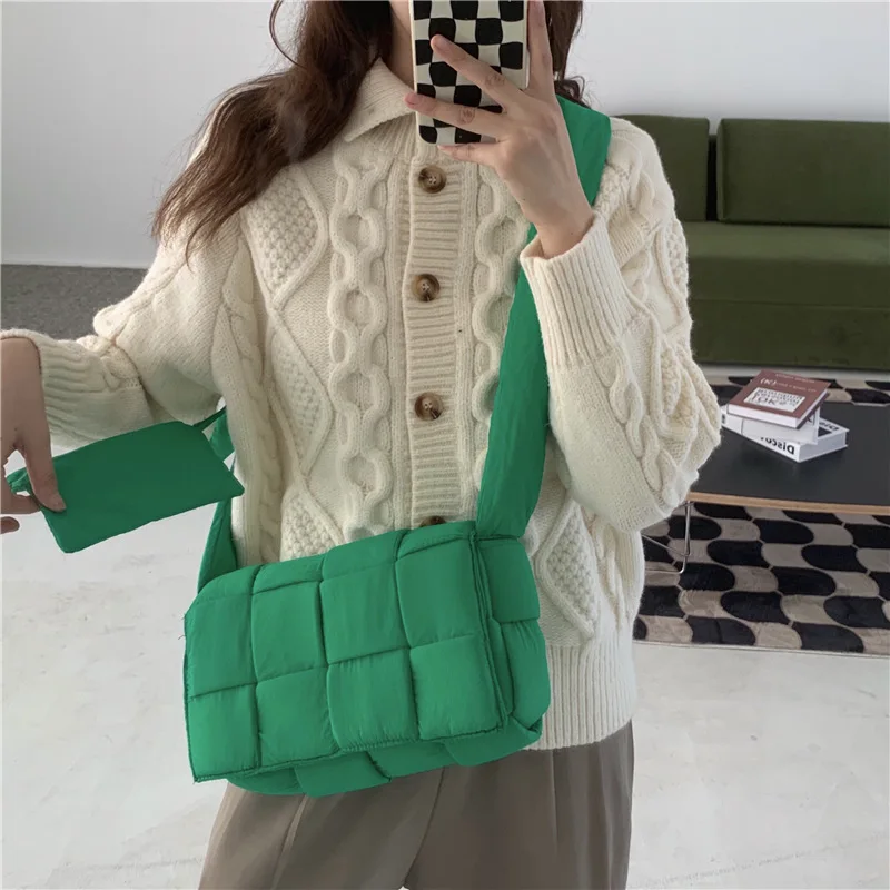 Niche Design Pillow Bag Autumn and Winter High-end Woven Bag Versatile Shoulder Crossbody Bag  Down Jacket Bag