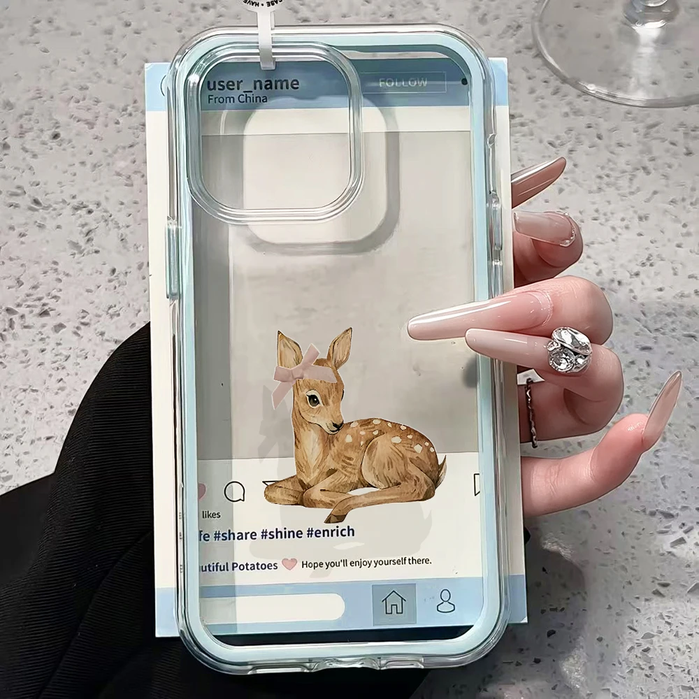 Cartoon-Hirsch-Handyhüllen für Samsung Galaxy S26 Ultra S25 S24 edge s22 s23 Plus FE A57 A54 A55 A16 A35 A36 A37 5G Transparente Hülle – Detail 3