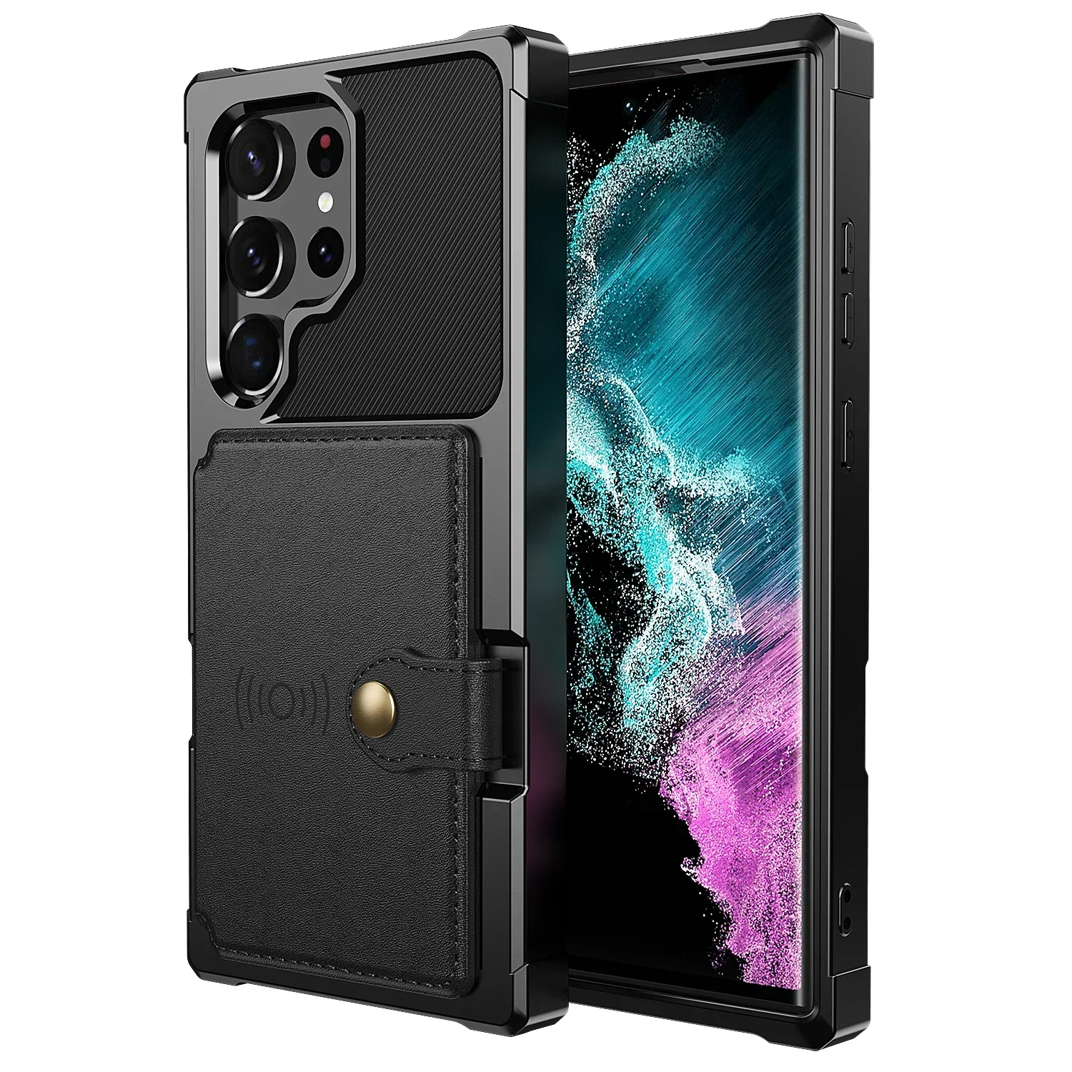 For Samsung Galaxy S25 S24 S23 Ultra S25 Plus Credit Card Case PU Leather Flip Wallet Cover with Photo Holder Hard Back Cover